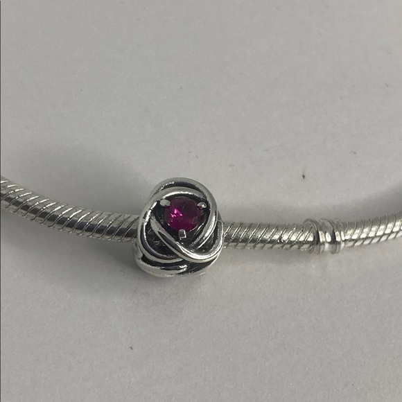 Authentic Pandora Sterling Silver Charm October Pink Eternity Circle 790065#1 - Picture 1 of 3